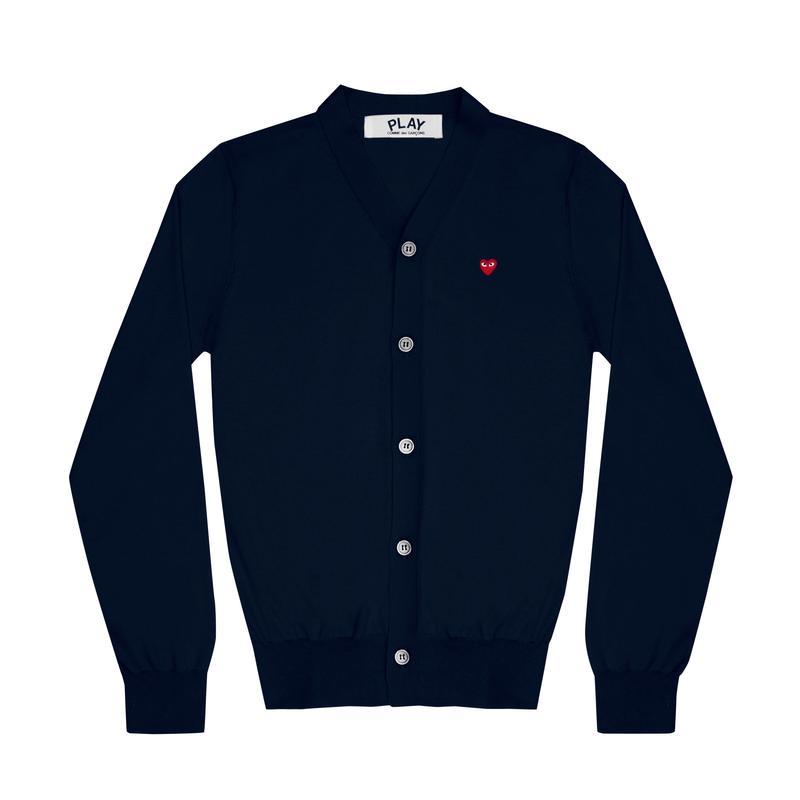 Play - Little Red Heart Mens Cotton Cardigan - (Navy)