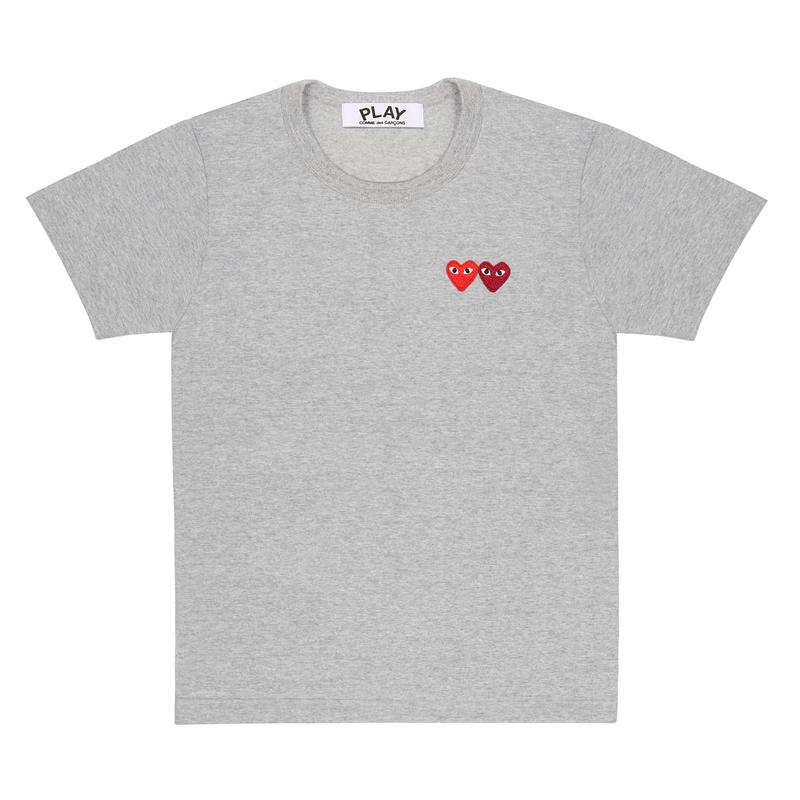 Play - T-Shirt with Double Heart - (Grey)