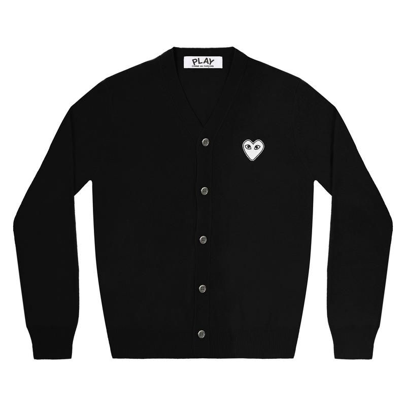 Play - White Heart Mens Cardigan - (Black)