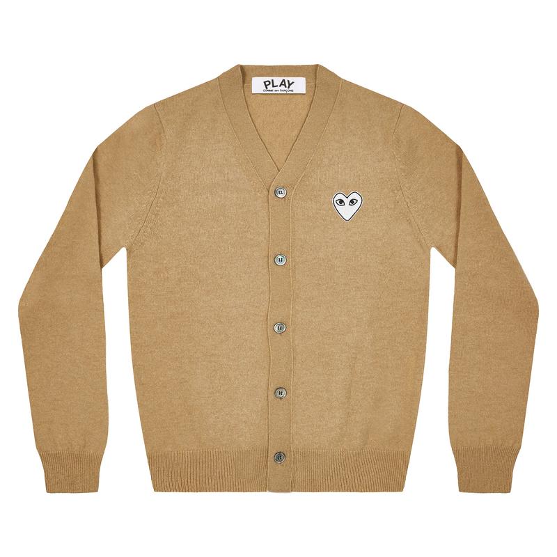 Play - White Heart Mens Cardigan - (Camel)