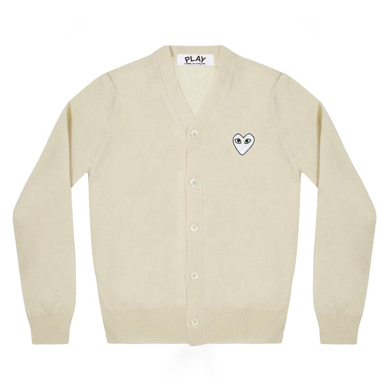 Play - White Heart Mens Cardigan - (Natural)
