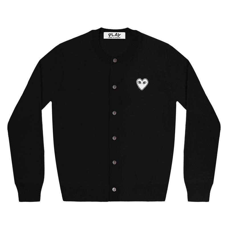 Play - White Heart Womens Cardigan - (Black)