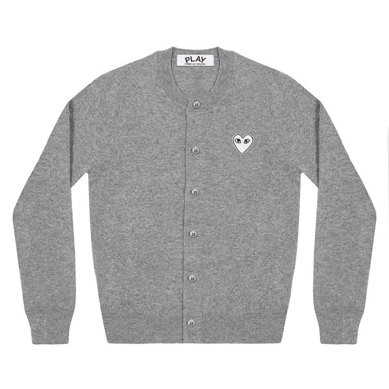 Play - White Heart Womens Cardigan - (Light Grey)