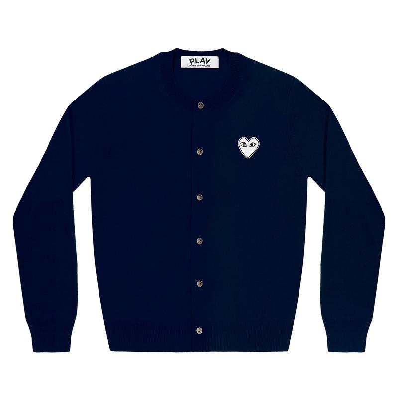Play - White Heart Womens Cardigan - (Navy)
