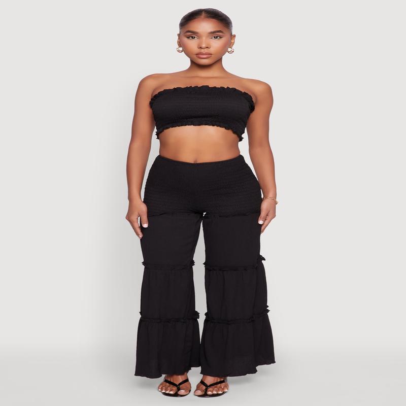 Tiered Ruffle Palazzo Pants
