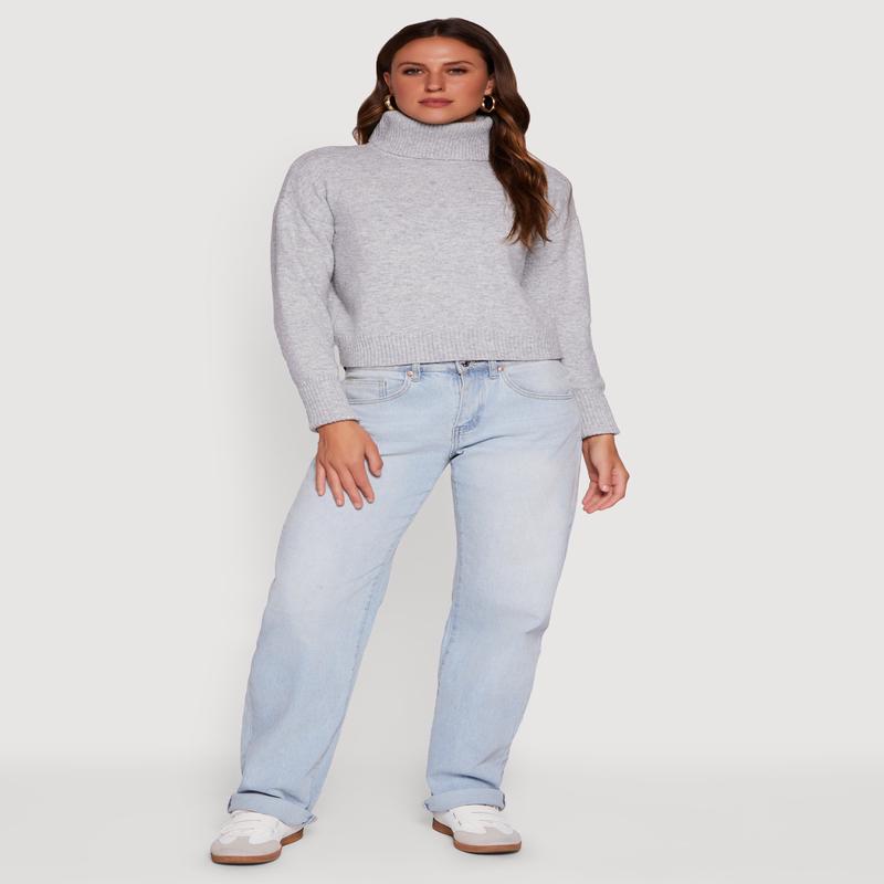 Almost Famous Brushed Knit Cropped Turtleneck Sweater