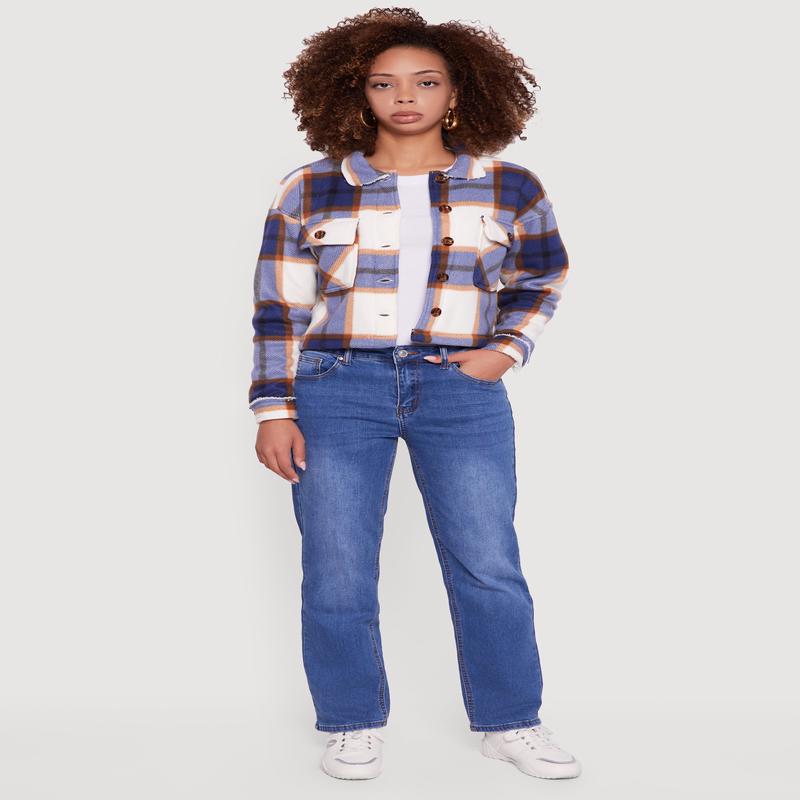 Collared Sherpa Lined Plaid Shacket