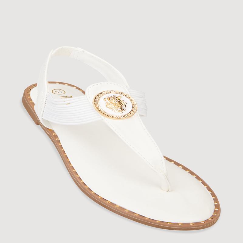 Lion Pendant Corded Thong Sandals