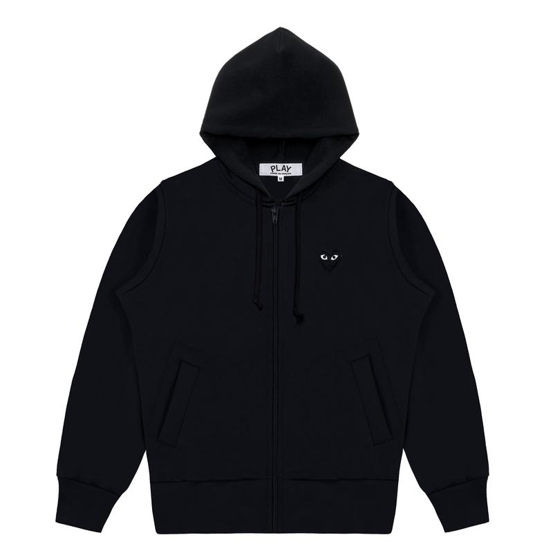 Play - Hooded Sweatshirt with Big Hearts - (Black)