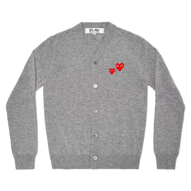 Play - Mens Double Heart Cardigan - (Grey)