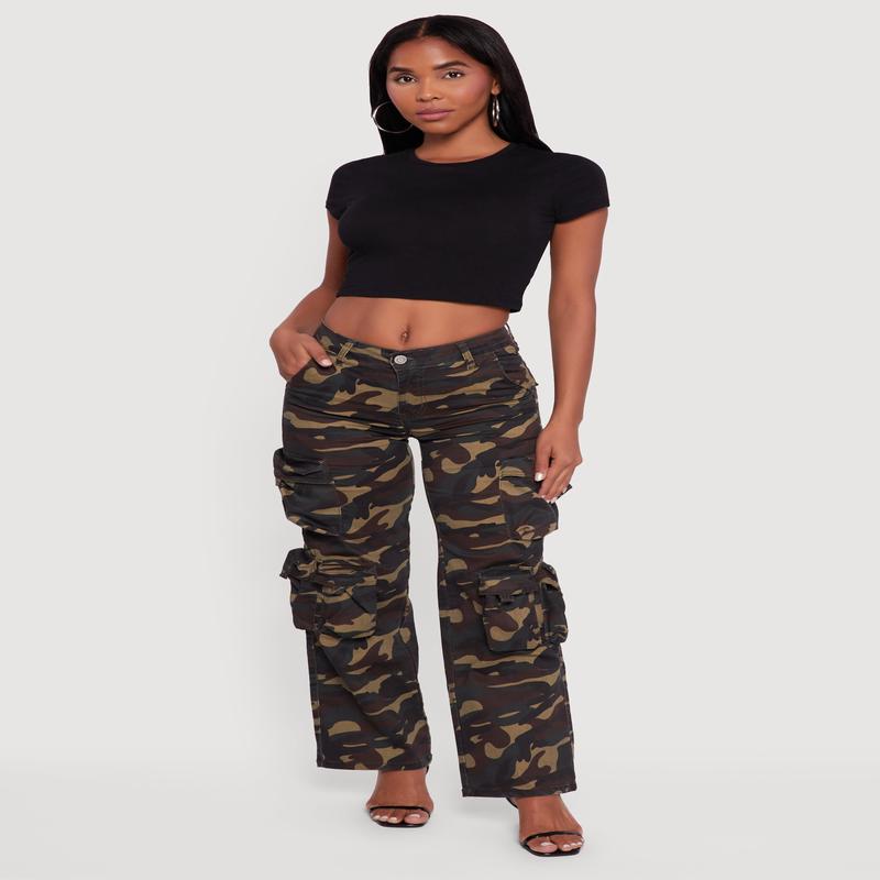 VIP Mid Rise Straight Leg Camouflage Cargo Pants