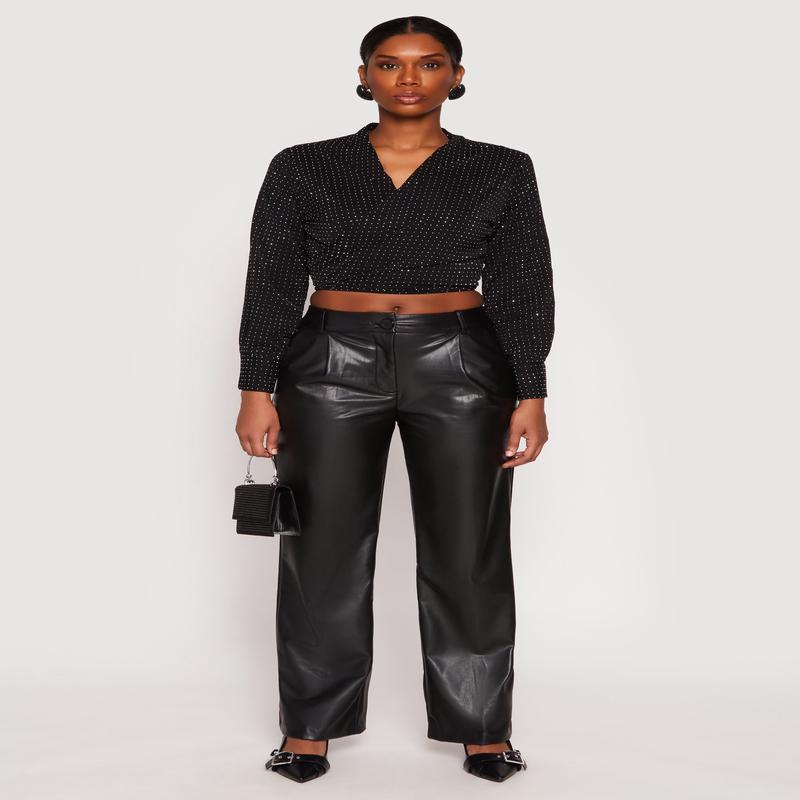 Rhinestone Tie Front Top