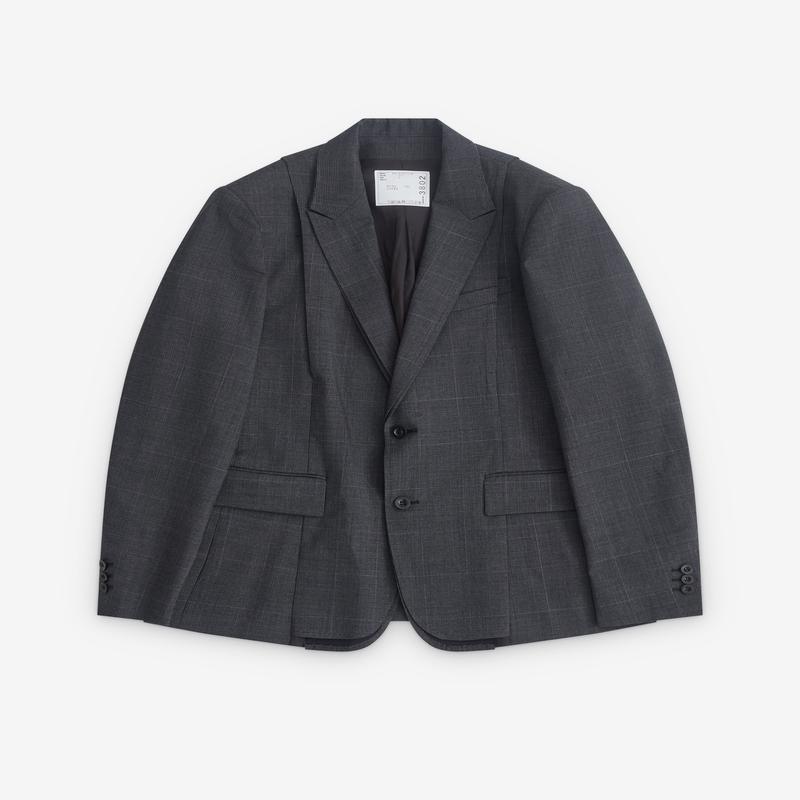 sacai - Mens Glen Check Layered Jacket - (Grey)