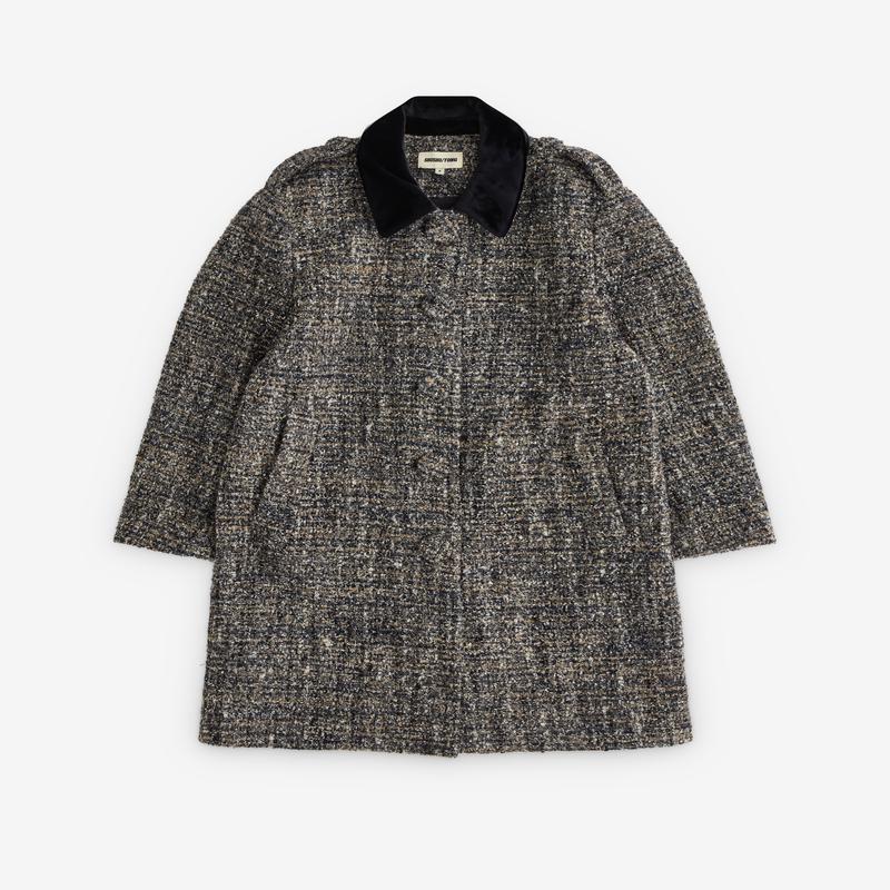 SHUSHU/TONG - Womens Patchwork Collar Trench Coat - (Grey)