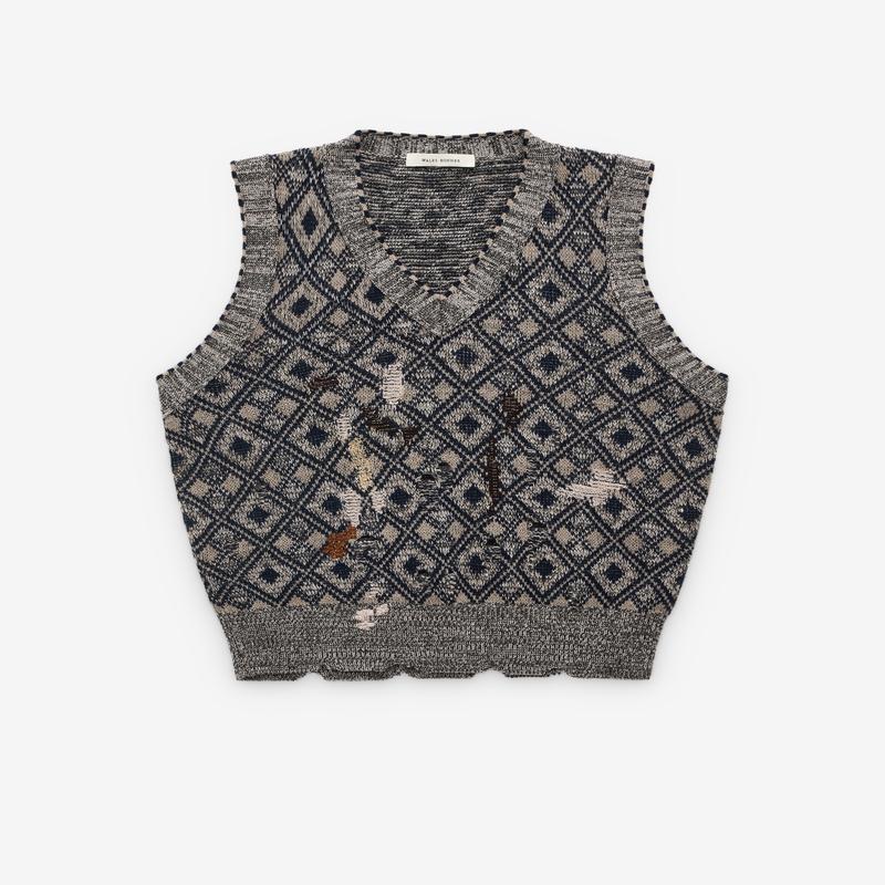 Wales Bonner - Mens Sibling Knit Vest - (Grey)