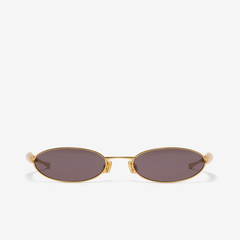 Bottega Veneta - Women's Sardine Oval Sunglasses - (Gold/Grey)