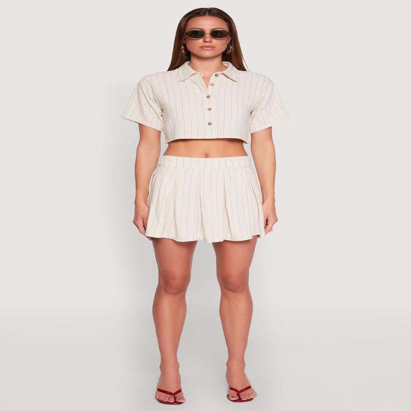 Linen Mini Pleated Skirt