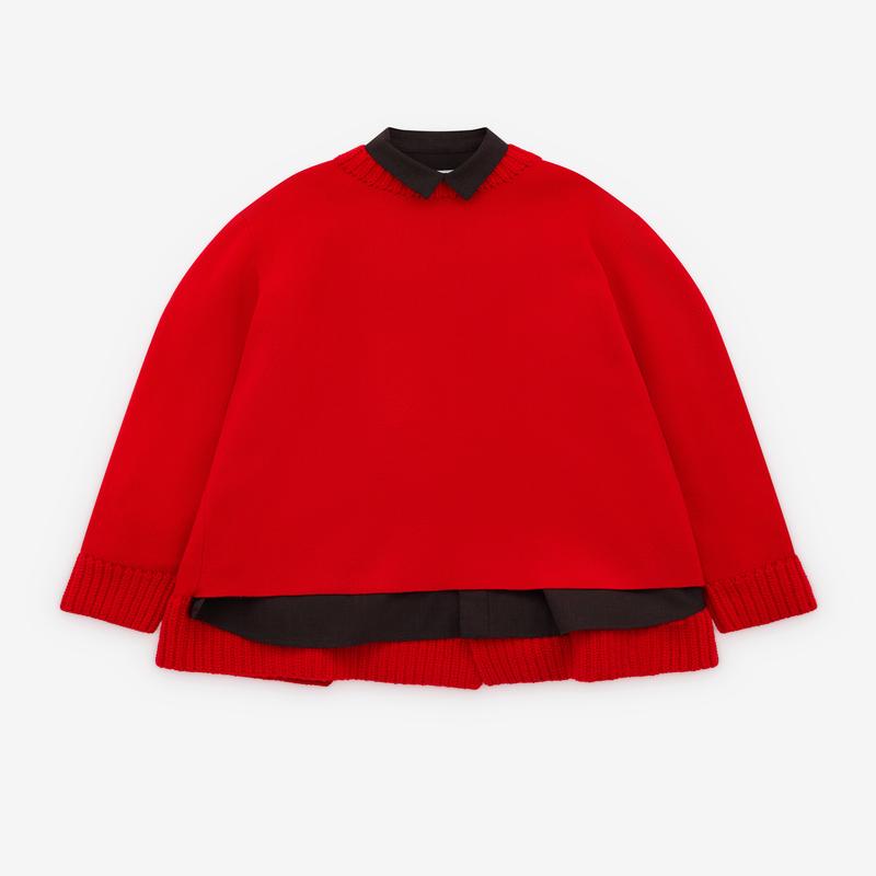 Sacai - Women's Layered Wool Knit Dress - (Red/Brown)