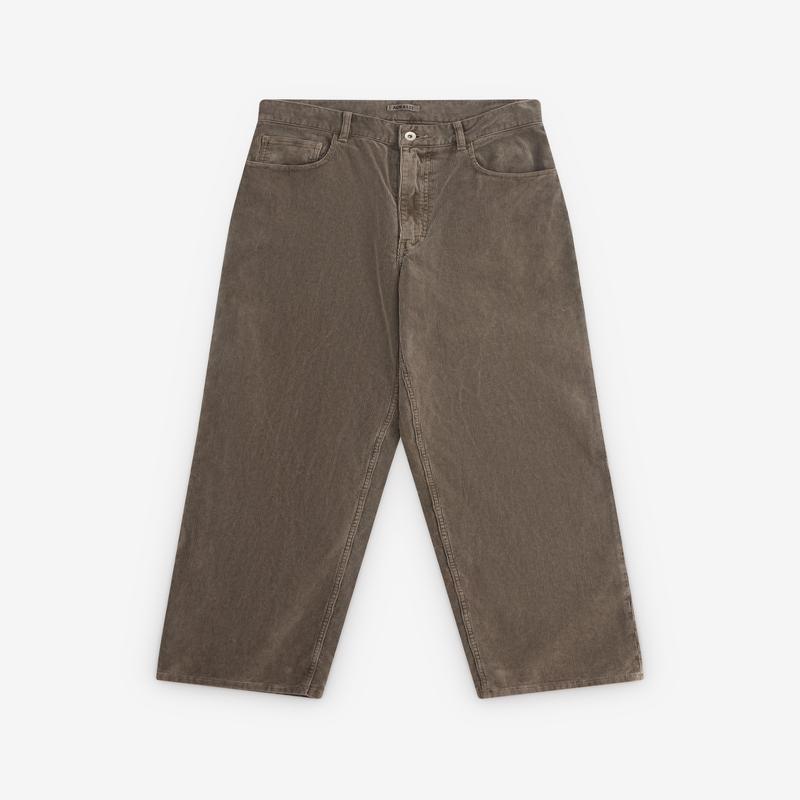 Auralee - Mens Pigment Dyed Finx Corduroy Wide Leg Pant - (Olive Brown)