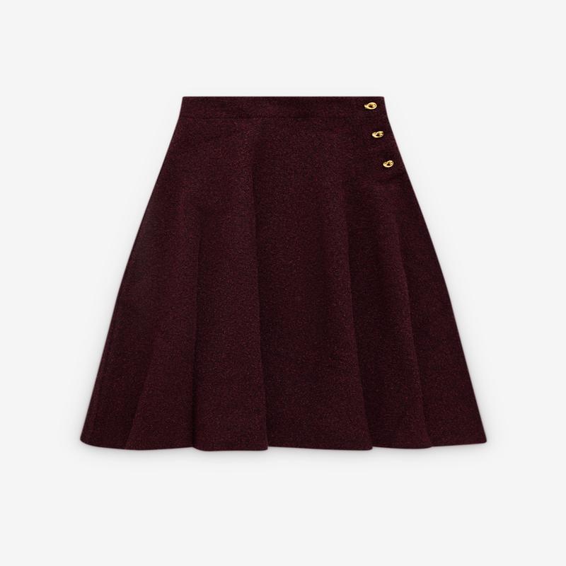 Bottega Veneta - Women's Wool Boucl Skirt - (Oxblood Melange)