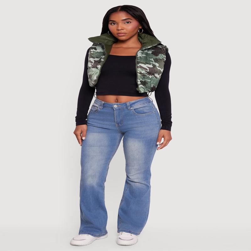 Color Blocked Drawstring Hem Puffer Vest