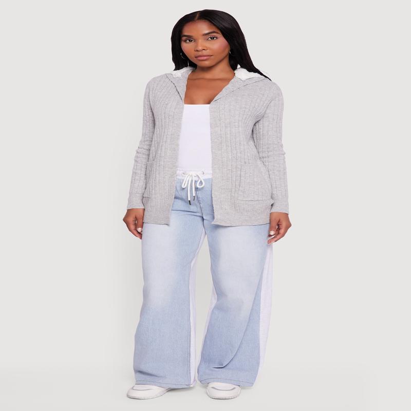 Cozy Sherpa Lined Hooded Cardigan with Pockets