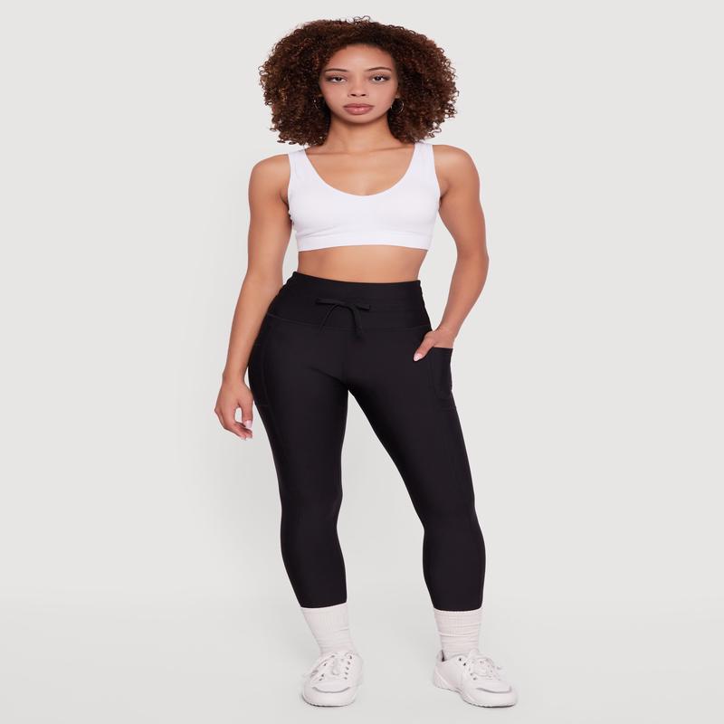 High Waisted Drawstring Leggings with Pockets