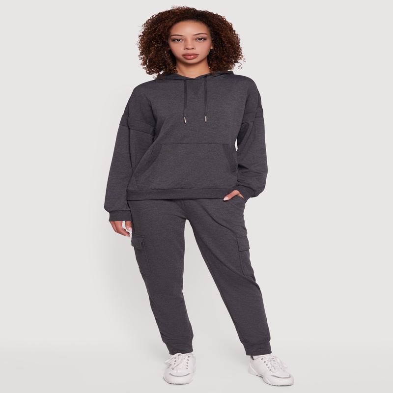 Mid Rise Fleece Joggers with Cargo Pockets