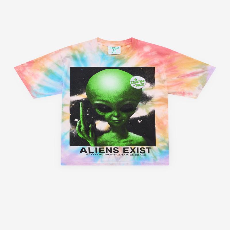 Online Ceramics - Men's Blink 182 Aliens Exist T-Shirt - (Tie Dye)