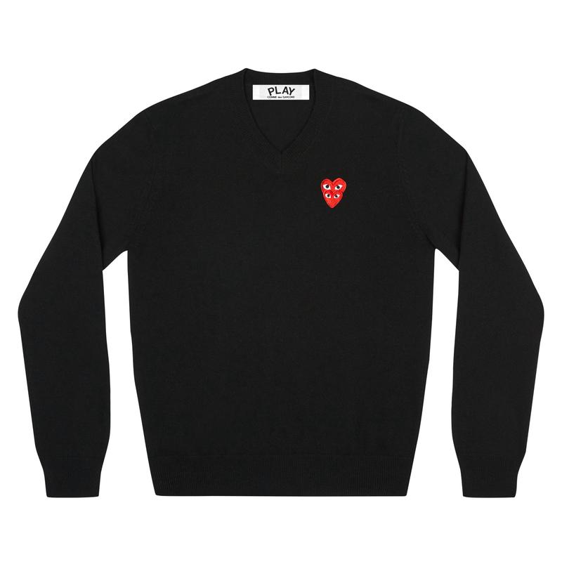 Play - Double Eye V Neck Sweater - (Black)