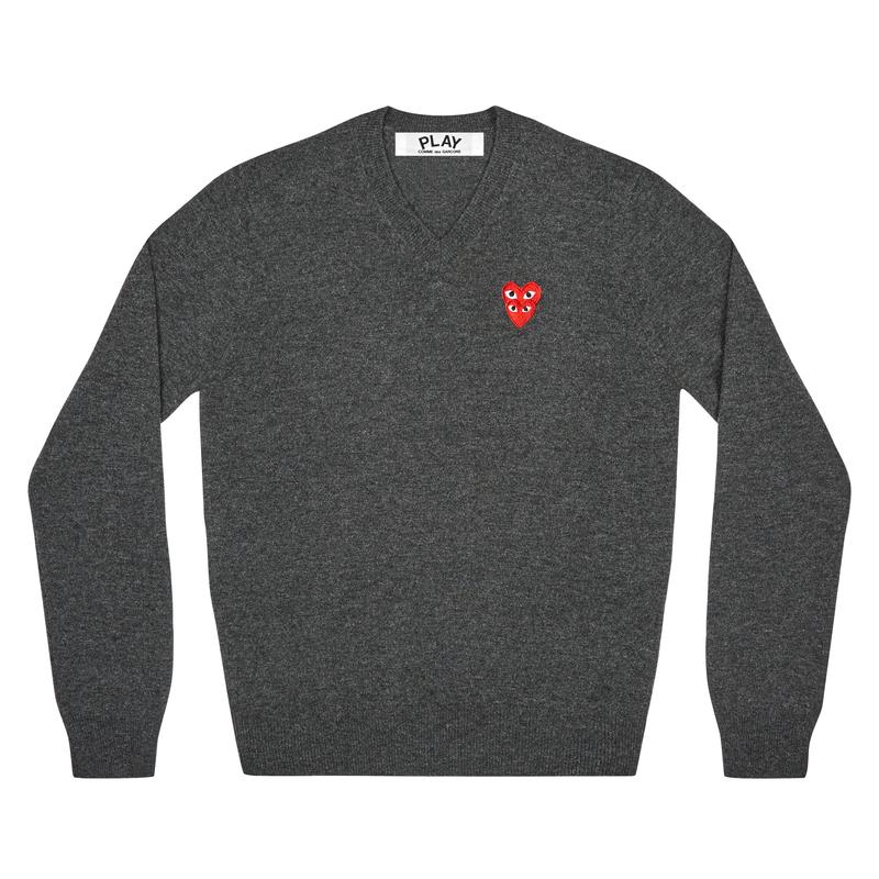 Play - Double Eye V Neck Sweater - (Grey)