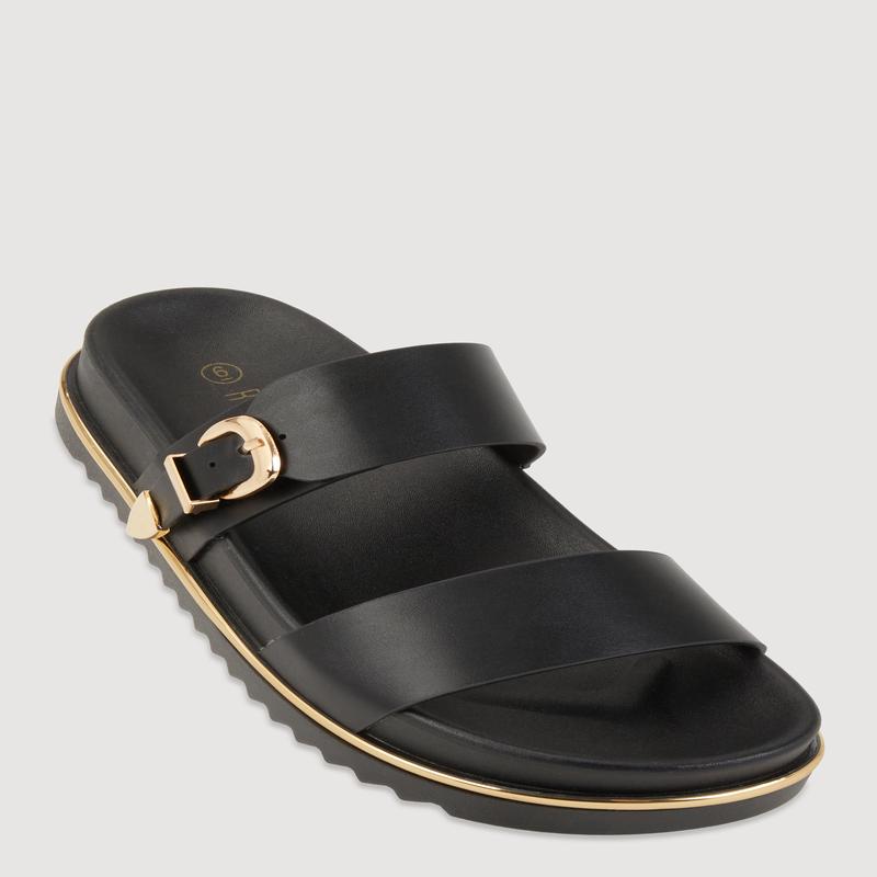Low Platform Buckle Slide Sandals