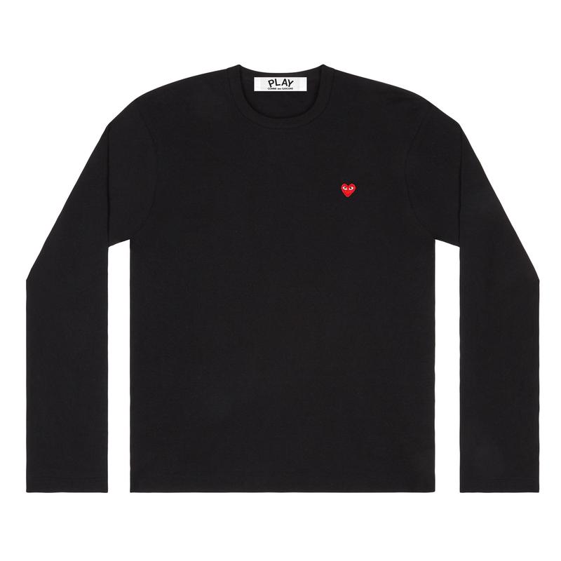 Play - Small Red Heart Long Sleeve T-Shirt - (Black)