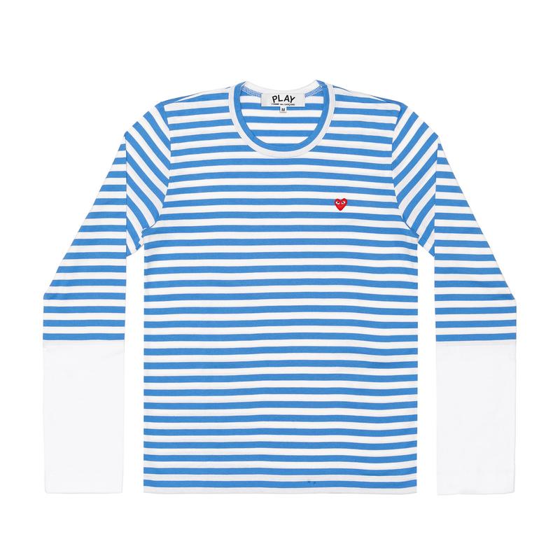 Play - Stripe White T-Shirt - (Blue)