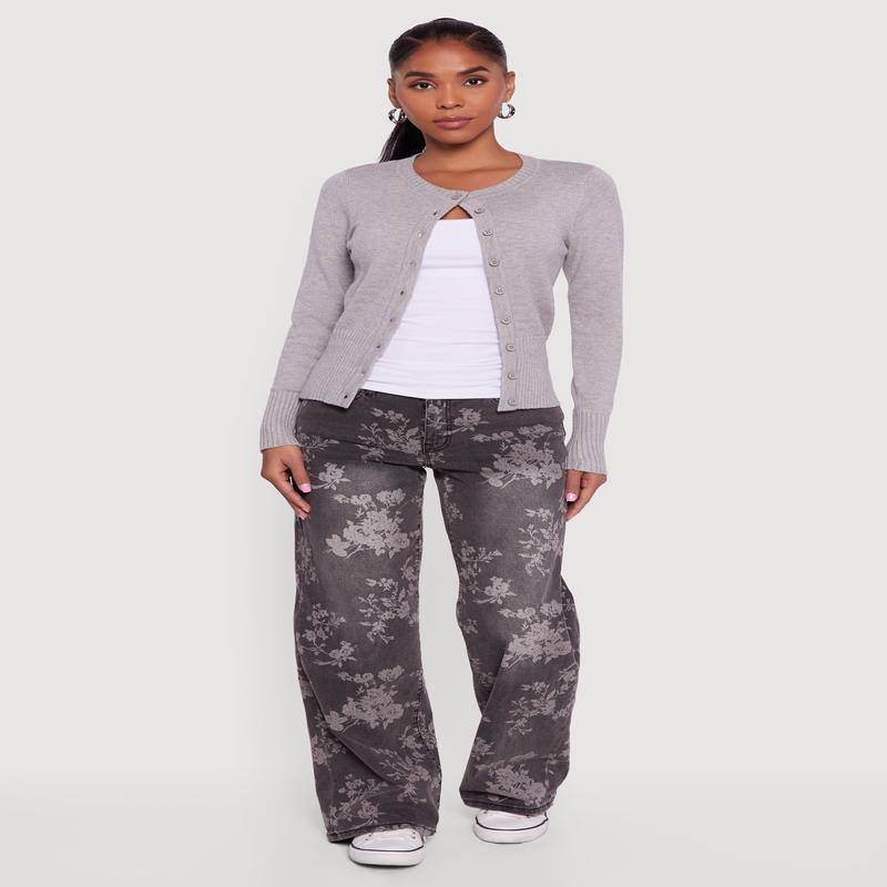 Rib Knit Button Front Cardigan