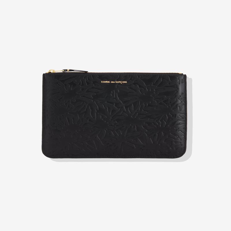 CDG Wallet - Embossed Forest Zip Pouch - (Black SA5100EF)