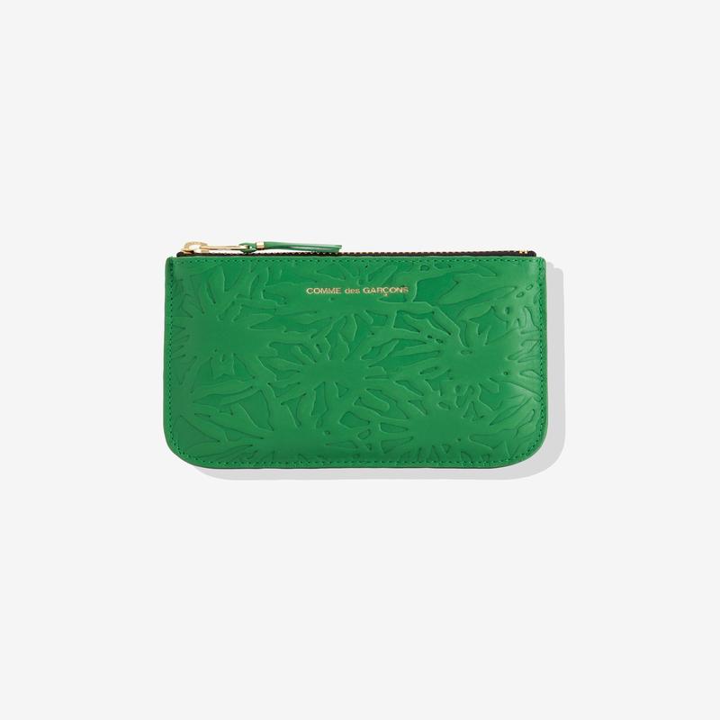 CDG Wallet - Embossed Forest Zip Pouch - (Green SA8100EF)