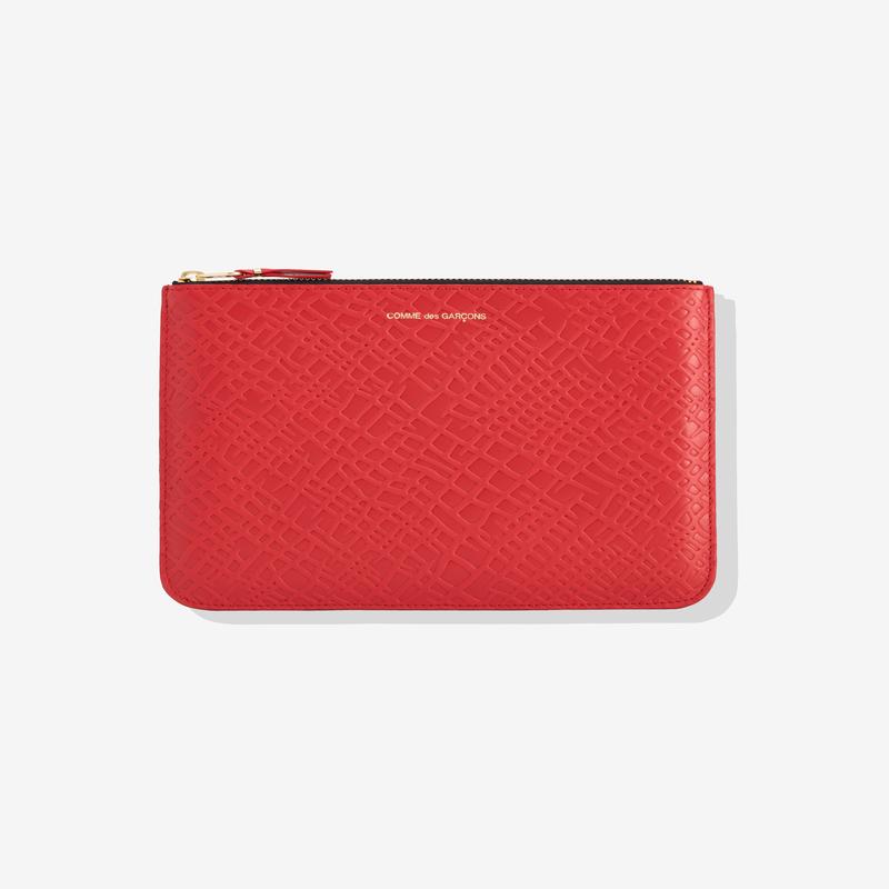 CDG Wallet - Embossed Roots Zip Pouch - (Red SA5100ER)