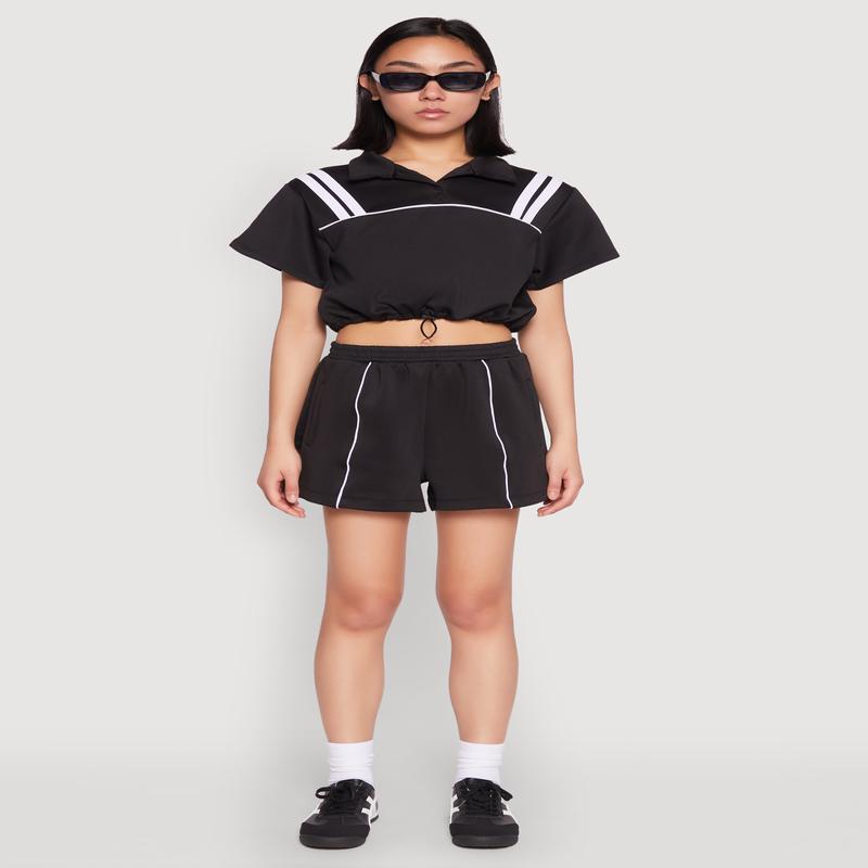 Contrast Piping Pocket Shorts