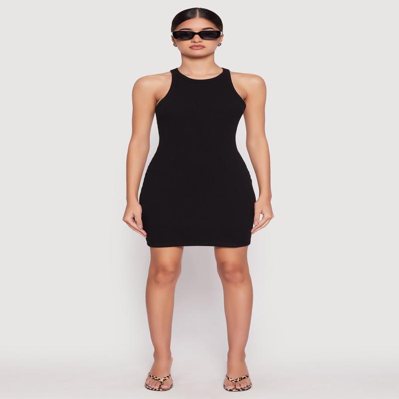 Crew Neck Mini Racerback Tank Dress