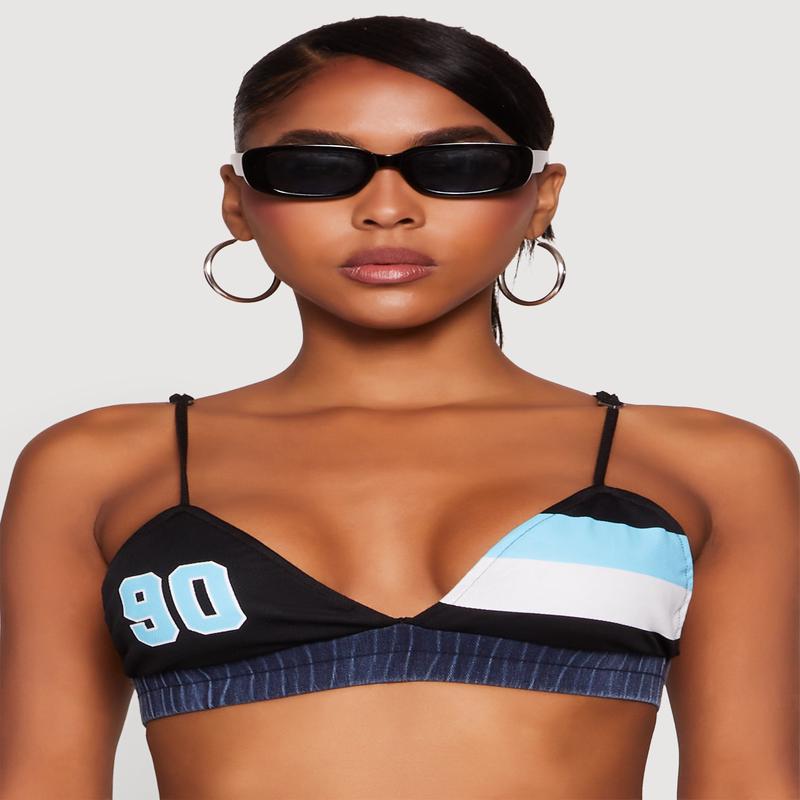 Jersey Mesh 90 Graphic Contrast Trim Bralette