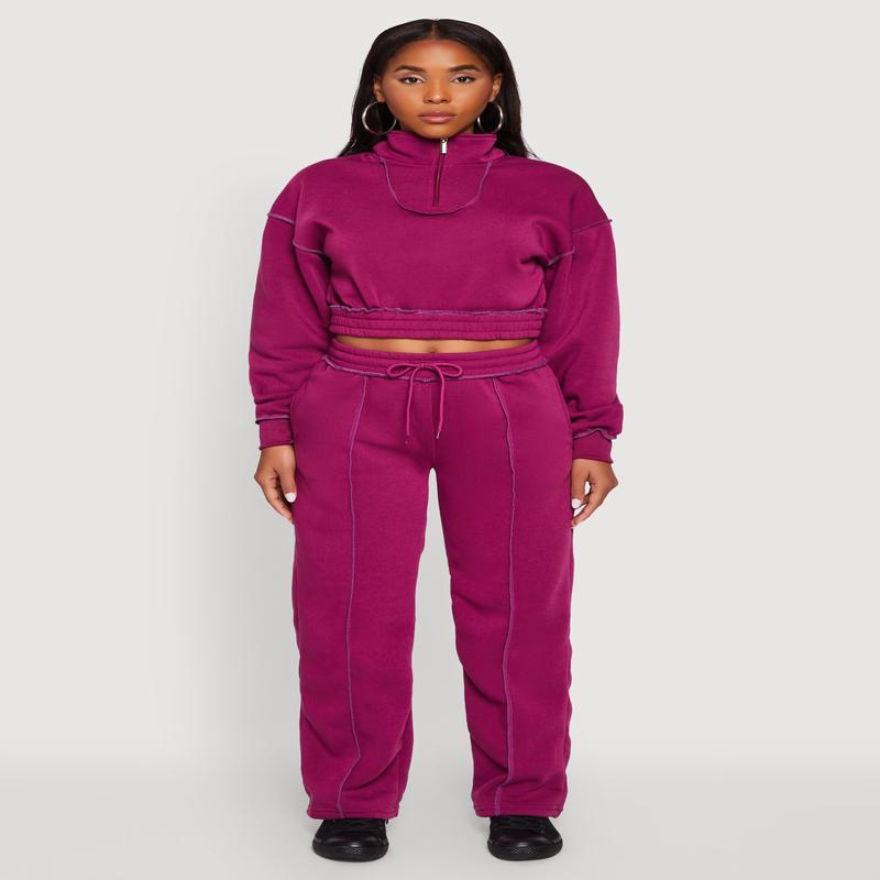 Mid Rise Fleece Straight Leg Sweatpants