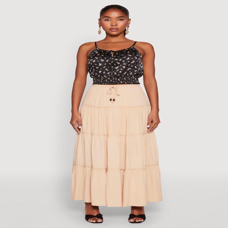 Satin Floral Print Smocked Cami