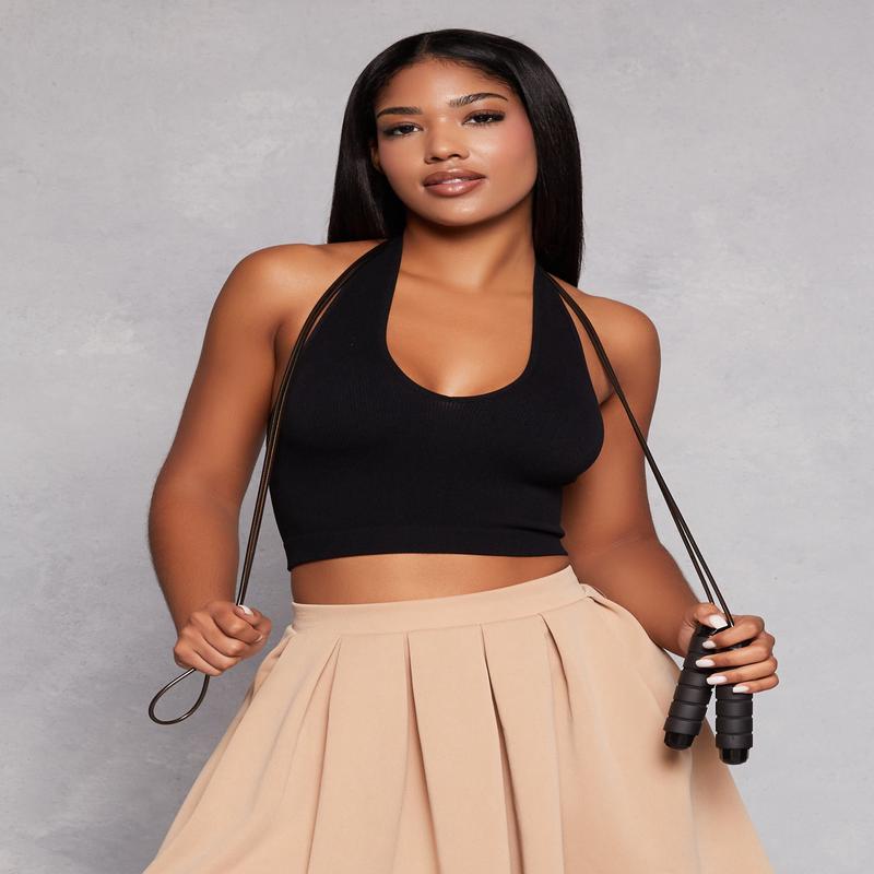 Seamless Halter Neck Crop Top