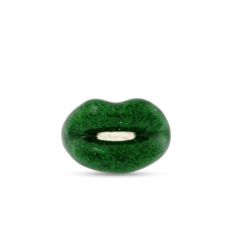 Solange - Glitter Green Hotlips Ring