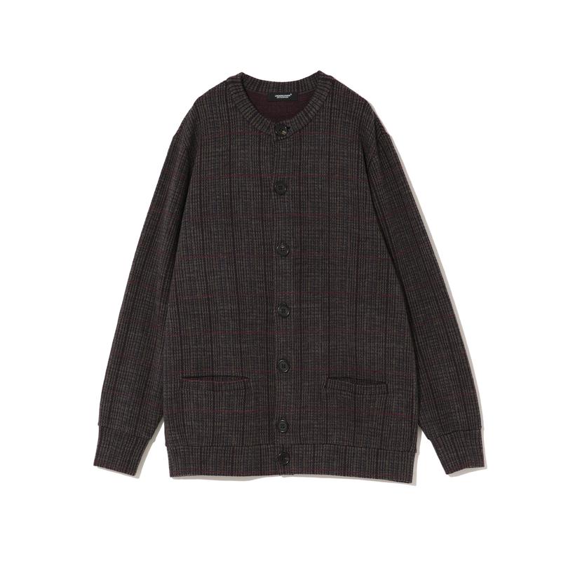 Undercover - Mens Plaid Round-Neck Cardigan - (Grey)