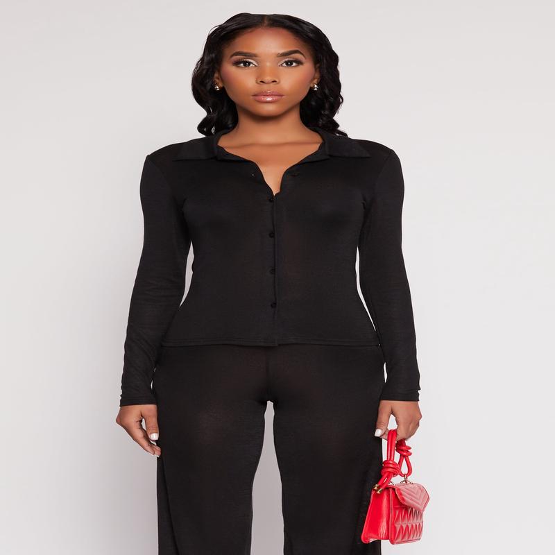 Daisy Button Front Long Sleeve Shirt