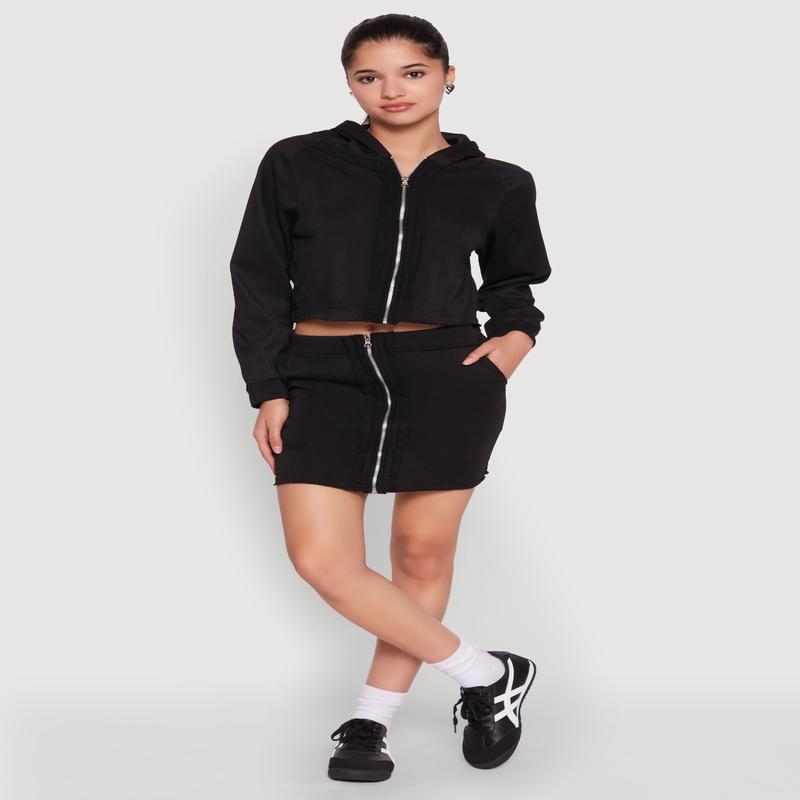 Fleece Lined Zip Front Skirt