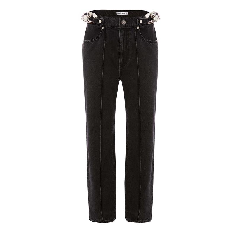 J.W. Anderson - Womens Chain Link Straight Fit Jeans - (Black)
