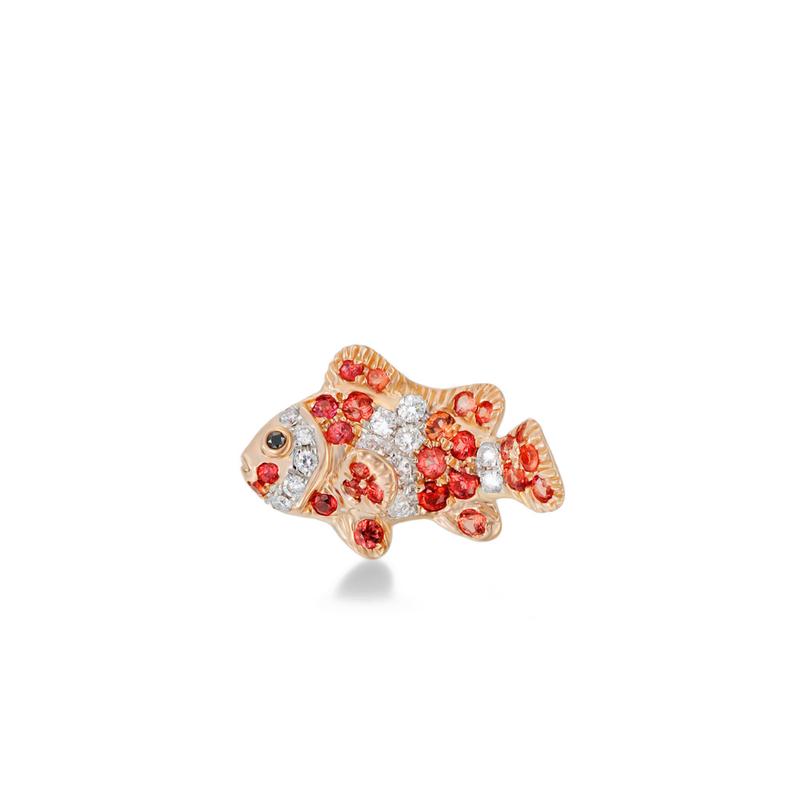 Mio Harutaka - Small Fish Earring with Orange Sapphires